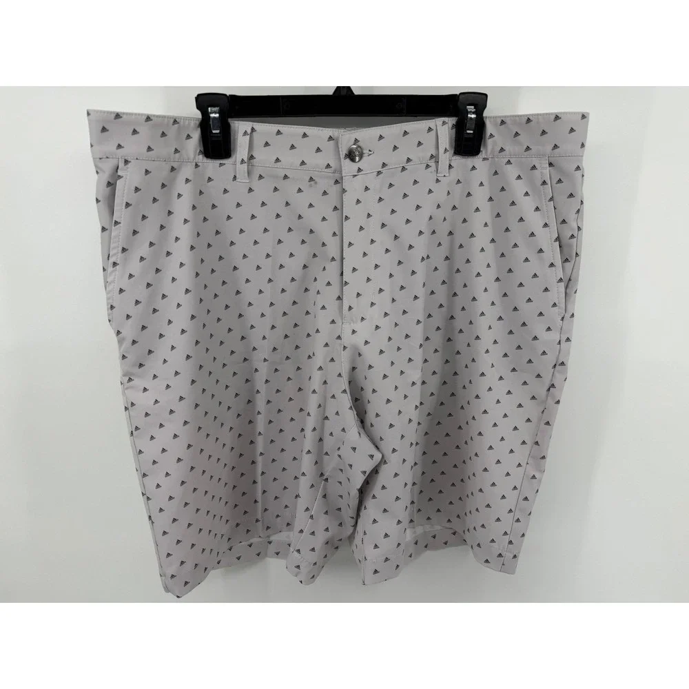 Adidas Golf Mens Grey All Over‎ Logo Print Performance Shorts Size 38